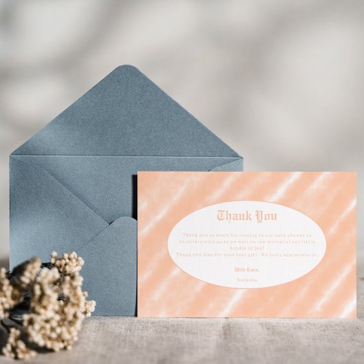 Perzik Fuzz Kleur Waterverf Abstract Patroon Bedankkaart