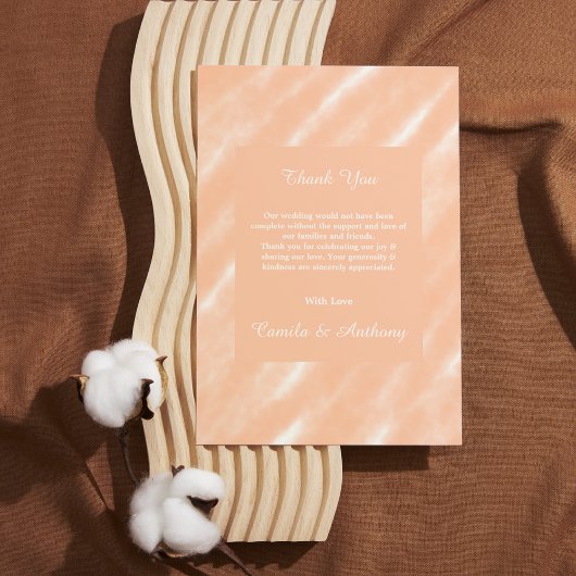 Perzik Fuzz Kleur Waterverf Abstract Patroon Bedankkaart