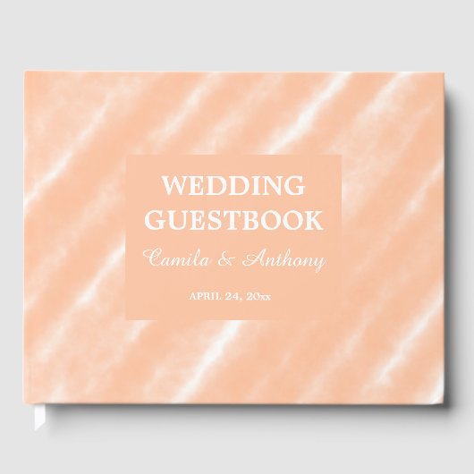 Perzik Fuzz Kleur Waterverf Abstract Patroon Gastenboek (Voorkant)