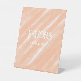 Perzik Fuzz Kleur Waterverf Abstract Patroon Reclamebord Met Voetstuk