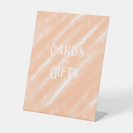 Perzik Fuzz Kleur Waterverf Abstract Patroon Reclamebord Met Voetstuk