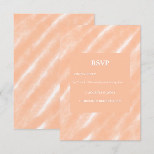 Perzik Fuzz Kleur Waterverf Abstract Patroon RSVP Kaartje (Voorkant / Achterkant)