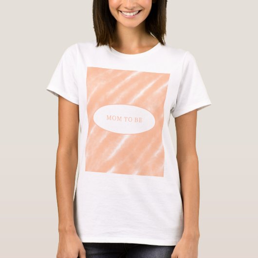 Perzik Fuzz Kleur Waterverf Abstract Patroon T-shirt (Voorkant)