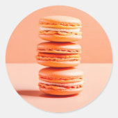 Perzik Fuzz, Macarons, Ronde Sticker (Voorkant)