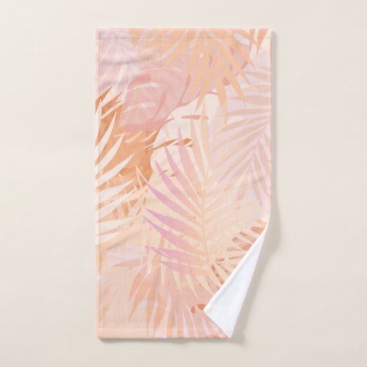 Perzik Fuzz minimalistische moderne tropische blad Bad Handdoek (Handdoek)