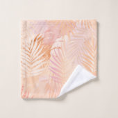 Perzik Fuzz minimalistische moderne tropische blad Bad Handdoek (Wasdoekje)