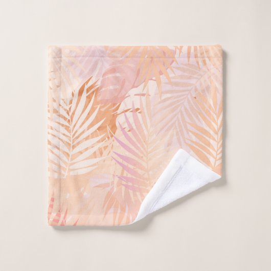 Perzik Fuzz minimalistische moderne tropische blad Bad Handdoek (Wasdoekje)