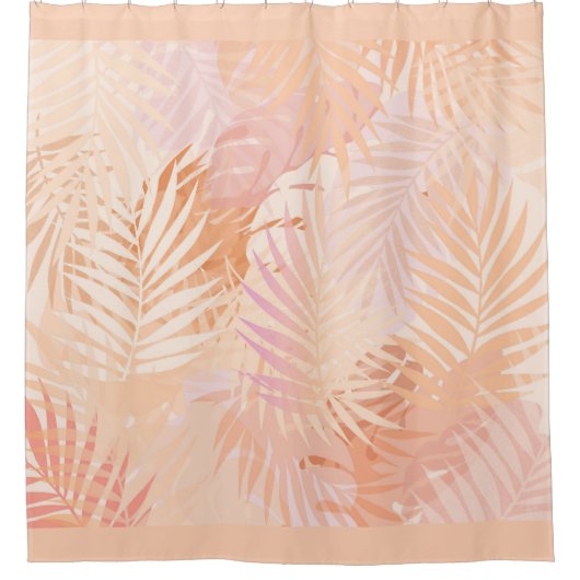 Perzik Fuzz minimalistische moderne tropische blad Douchegordijn (Voorkant)