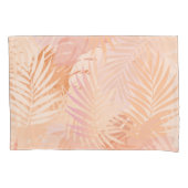 Perzik Fuzz minimalistische moderne tropische blad Kussensloop (Voorkant-Links)