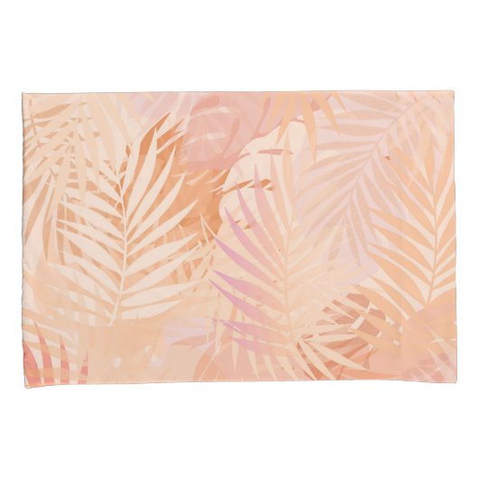 Perzik Fuzz minimalistische moderne tropische blad Kussensloop (Voorkant-Rechts)