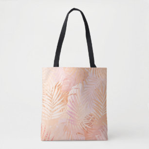 Perzik Fuzz minimalistische moderne tropische blad Tote Bag