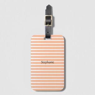 Perzik Fuzz Monogram Aangepaste Naam Strepen 2024 Bagagelabel