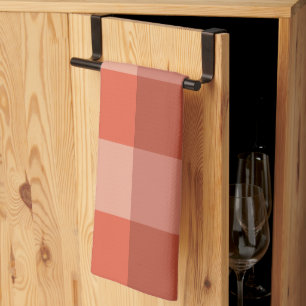 Perzik Fuzz Oranje schaakbordpatroon Theedoek