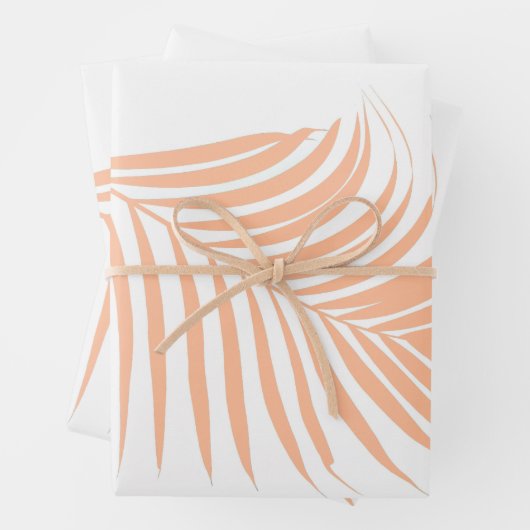 Perzik Fuzz Palm Leaf Patroon Tropische bruiloften Inpakpapier Vel (In situ)