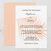 Perzik Fuzz Palmboom Tropische Leaf Classy Bruilof Kaart (Voorkant / Achterkant)