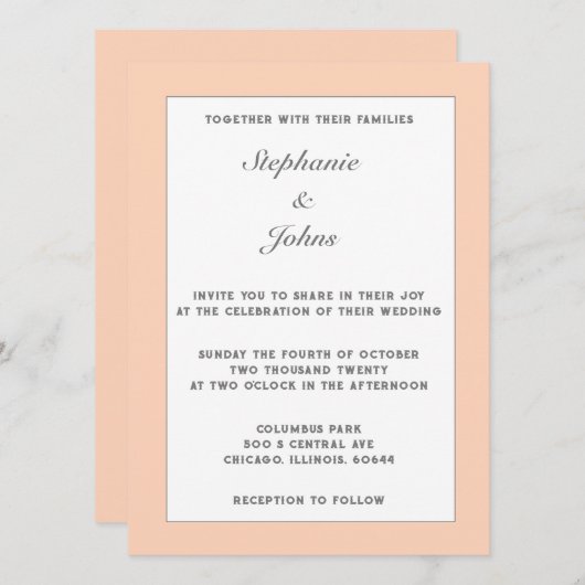 Perzik Fuzz Pastel Elegante Eenvoudige Minimale Tr Kaart (Voorkant / Achterkant)