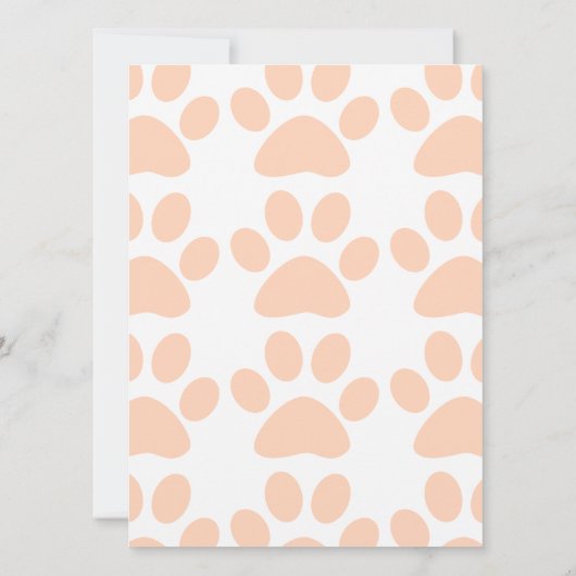 Perzik Fuzz Paw Prints Patroon Schattigee Grappige Kaart (Achterkant)