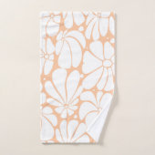 Perzik Fuzz Retro 70s Witte Bloem Grafisch Ontwerp Bad Handdoek (Handdoek)
