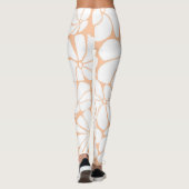 Perzik Fuzz Retro 70s Witte Bloem Grafisch Ontwerp Leggings (Achterkant)