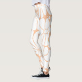 Perzik Fuzz Retro 70s Witte Bloem Grafisch Ontwerp Leggings (Links)