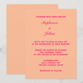 Perzik Fuzz Roze Elegant Eenvoudige Minimale Bruil Kaart (Voorkant / Achterkant)