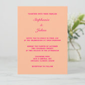 Perzik Fuzz Roze Elegant Eenvoudige Minimale Bruil Kaart (Staand voorkant)