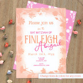 Perzik Fuzz, Roze Wilde Bloemen Bat Mitzvah Kaart
