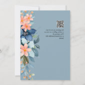 Perzik Fuzz Stoffig Blauw Bloemen Vintage Bruiloft Kaart (Achterkant)