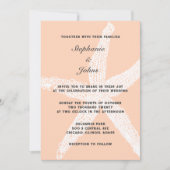 Perzik Fuzz Tropische Grote Zeester Strand Bruilof Kaart (Voorkant)