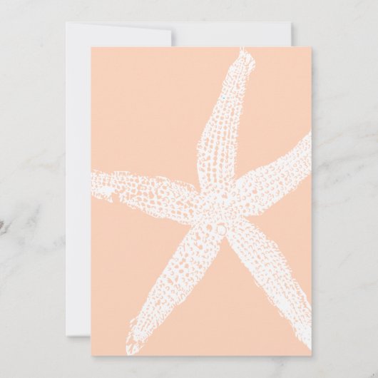 Perzik Fuzz Tropische Grote Zeester Strand Bruilof Kaart (Achterkant)