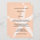 Perzik Fuzz Tropische Grote Zeester Strand Bruilof Kaart (Voorkant / Achterkant)