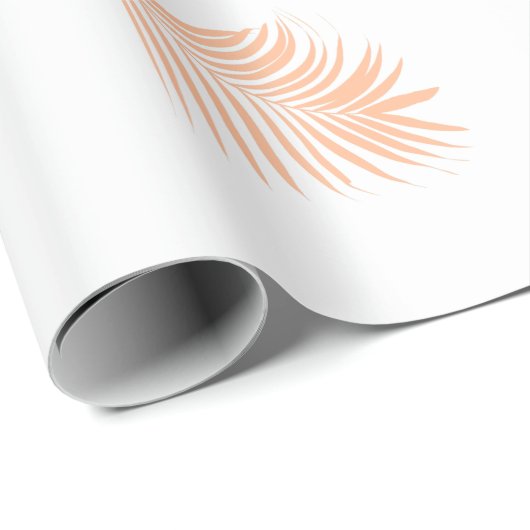 Perzik Fuzz Tropische Palm Leaf Patronen Bruiloft Cadeaupapier (Rol Hoek)