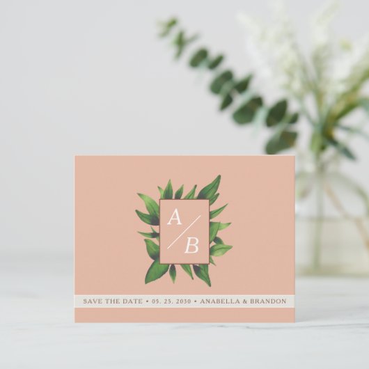 Perzik Fuzz Trouw Save The Date Uitnodiging (Staand voorkant)