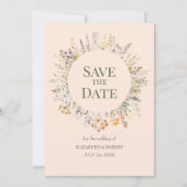 Perzik Fuzz Waterverf Wildflower Sla de datum op Kaart (Voorkant)