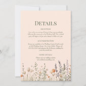 Perzik Fuzz Wildbloemen Bruiloft Details Kaart (Voorkant)