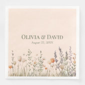 Perzik Fuzz Wildflower Meadow Bruiloft Servetten (Voorkant)