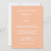 Perzik Fuzz Wit Elegant Eenvoudige Minimale Bruilo Kaart (Voorkant)