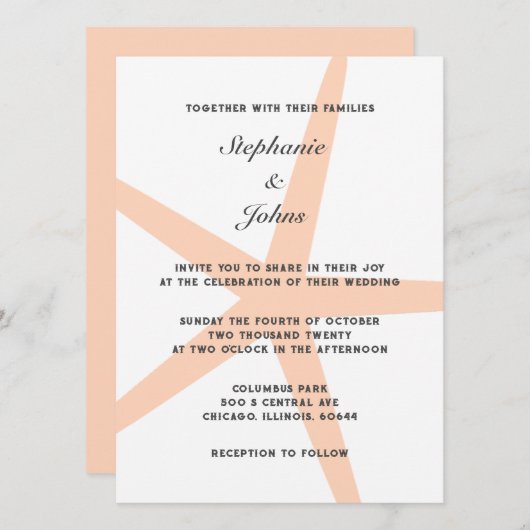 Perzik Fuzz Zeester Tropisch Strand Elegante bruil Kaart (Voorkant / Achterkant)