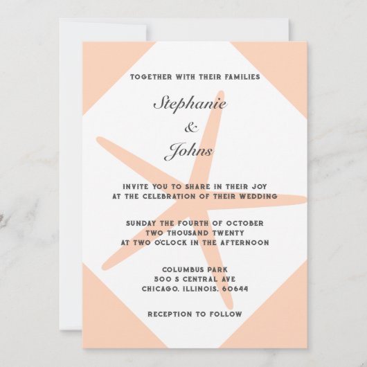 Perzik Fuzz Zeester Tropische Elegante Strand Brui Kaart (Voorkant)