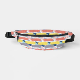Perzik Geel Grijs Verf Lijn Patroon Fanny Pack Heuptasje