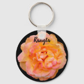 Perzik geel roze blend Roos cut-out bloemontwerp Sleutelhanger (Voorkant)