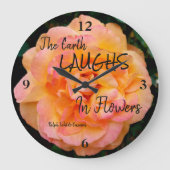 Perzik Geel Roze Blend Roos Flower Foto Grote Klok (Voorkant)