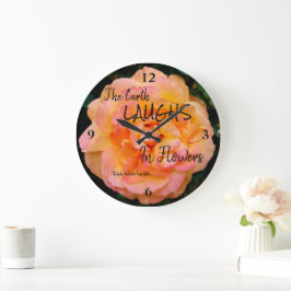 Perzik Geel Roze Blend Roos Flower Foto Grote Klok