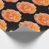 Perzik Geel Roze Blend Roos Flower Foto op Zwart Cadeaupapier (Hoek)