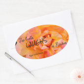Perzik Geel Roze Blend Roos Flower Foto Ovale Sticker (Envelop)