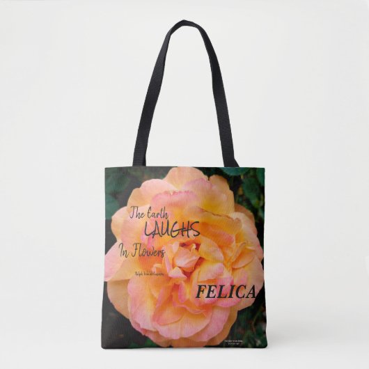Perzik Geel Roze Blend Roos Flower Foto Tote Bag (Voorkant)