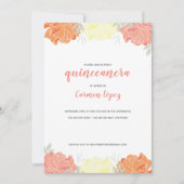 Perzik Geel & Sinaasappel Pioenrozen Quinceanera P Kaart (Voorkant)