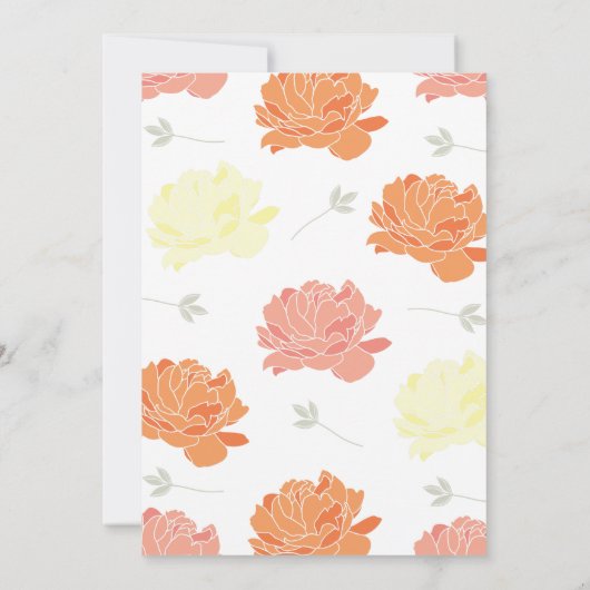 Perzik Geel & Sinaasappel Pioenrozen Quinceanera P Kaart (Achterkant)