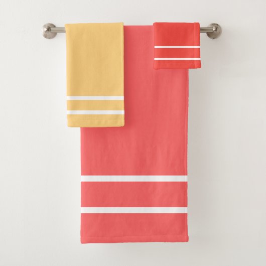 Perzik geel zomer fruit geometrisch patroon bad handdoek (Insitu)