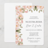 Perzik gekleurd Roos Spaans bruiloft uitnodiging (Voorkant / Achterkant)